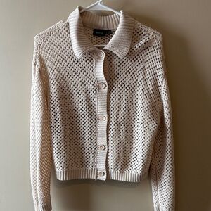 RD style Cream Open-Knit Cardigan